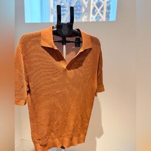 Suitsupply Brown Knit Polo Shirt